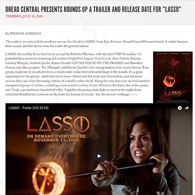 DREAD CENTRAL PRESENTS ROUNDS UP A TRAILER AND RELEASE DATE FOR “LASSO”